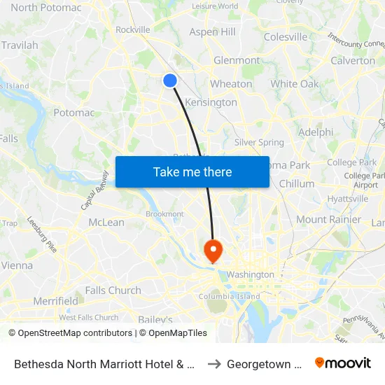 Bethesda North Marriott Hotel & Conference Center to Georgetown University map