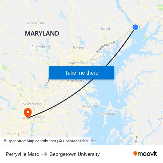 Perryville Marc to Georgetown University map