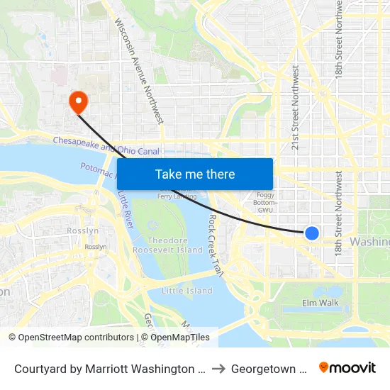 Courtyard by Marriott Washington D C Foggy Bottom to Georgetown University map