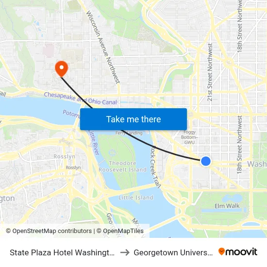 State Plaza Hotel Washington to Georgetown University map