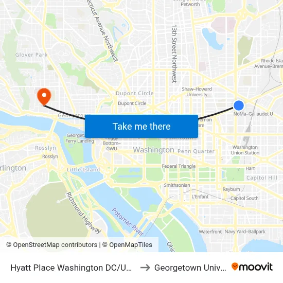 Hyatt Place Washington DC/US Capitol to Georgetown University map