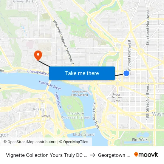 Vignette Collection Yours Truly DC by IHG, Washington to Georgetown University map