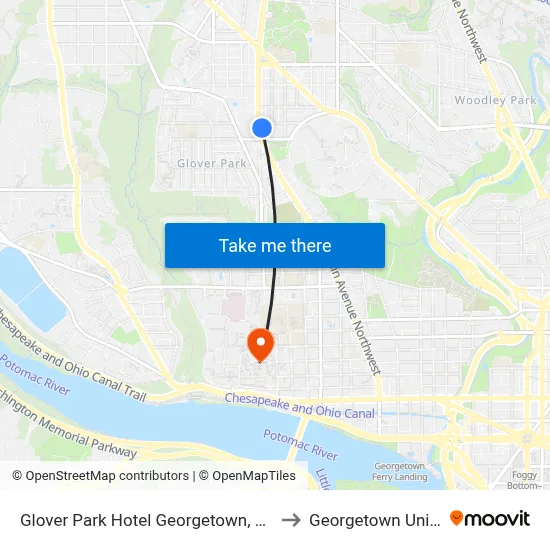Glover Park Hotel Georgetown, Washington to Georgetown University map