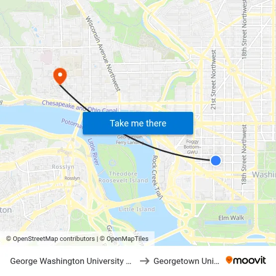 George Washington University Naval Rotc, 2035 F St NW to Georgetown University map