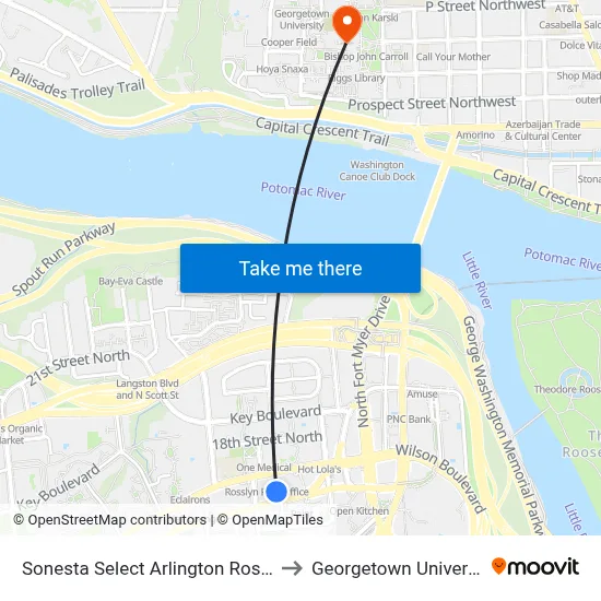 Courtyard Marriott to Georgetown University map