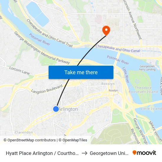 Hyatt Place to Georgetown University map