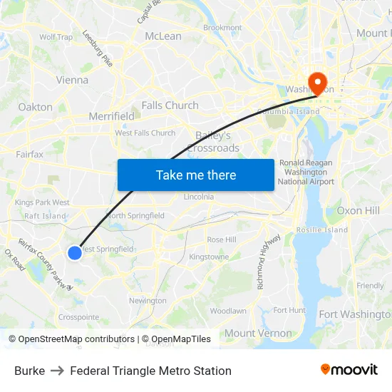 Burke to Federal Triangle Metro Station map