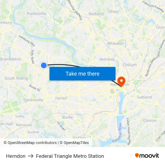Herndon to Federal Triangle Metro Station map
