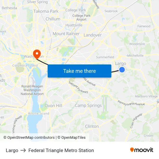 Largo to Federal Triangle Metro Station map