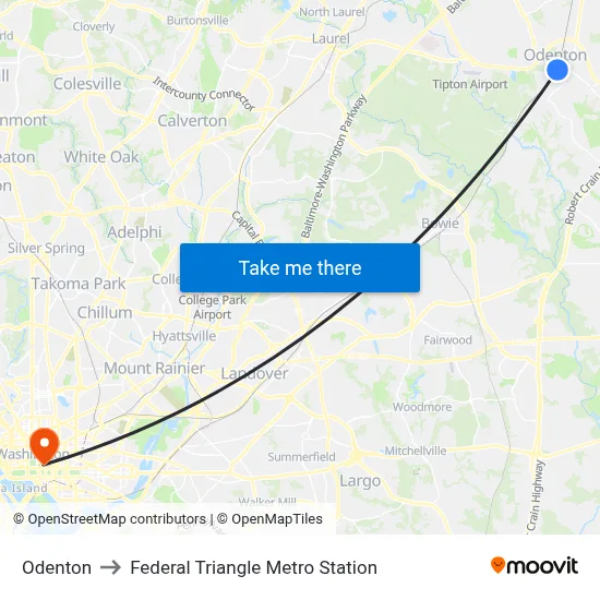 Odenton to Federal Triangle Metro Station map