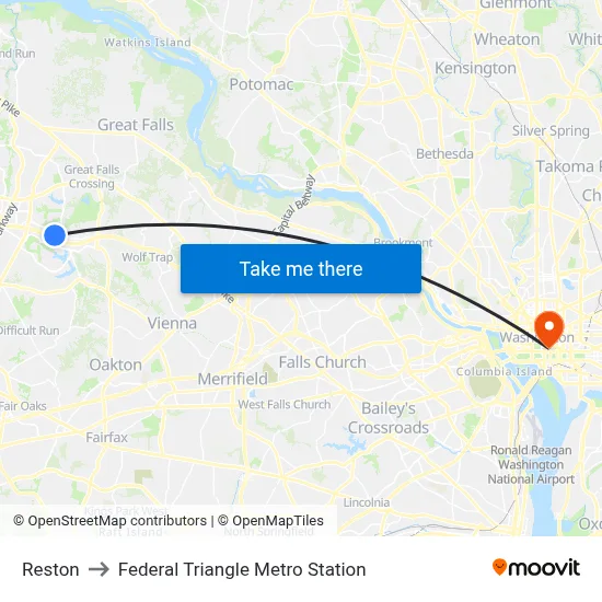 Reston to Federal Triangle Metro Station map