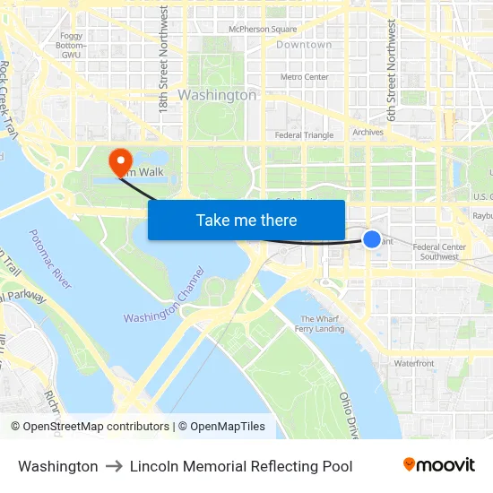 Washington to Lincoln Memorial Reflecting Pool map