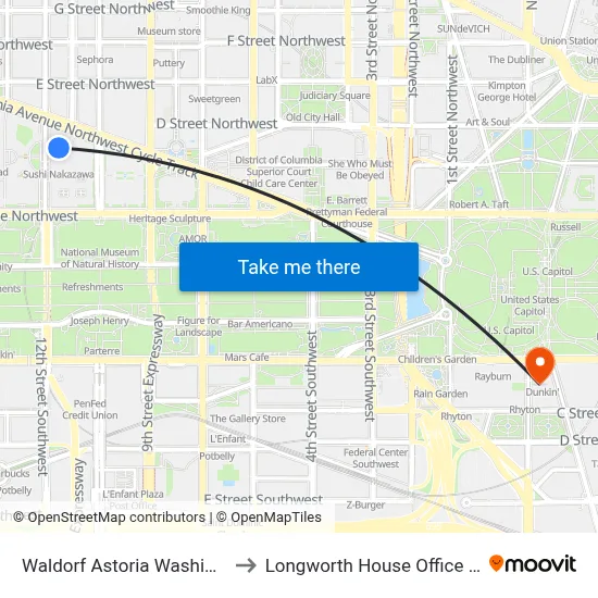 Waldorf Astoria Washington Dc to Longworth House Office Building map
