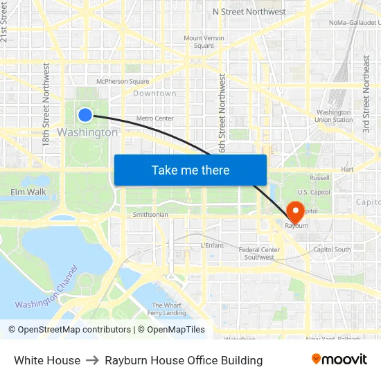White House to Rayburn House Office Building map