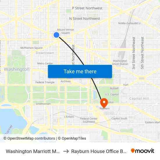 Washington Marriott Marquis to Rayburn House Office Building map