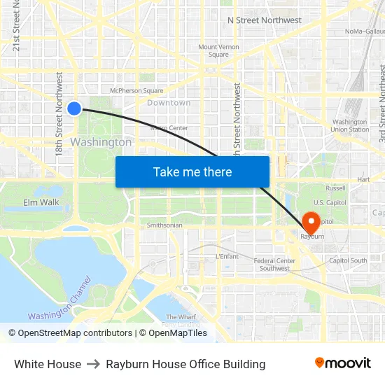 White House to Rayburn House Office Building map