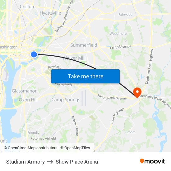 Stadium-Armory to Show Place Arena map