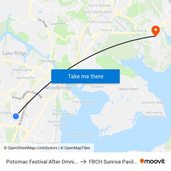 Potomac Festival After Omniride to FBCH Sunrise Pavilion map