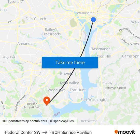 Federal Center SW to FBCH Sunrise Pavilion map