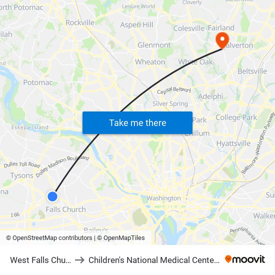 West Falls Church-Vt to Children's National Medical Center IT Building map