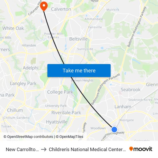 New Carrollton, Md to Children's National Medical Center IT Building map