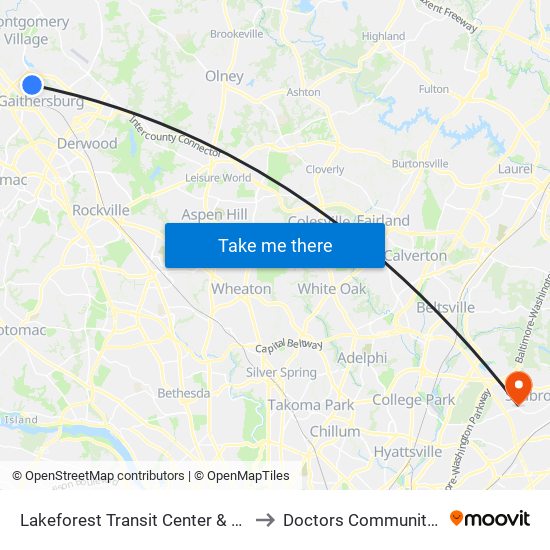 Lakeforest Transit Center & Odendhal Ave to Doctors Community Hospital map