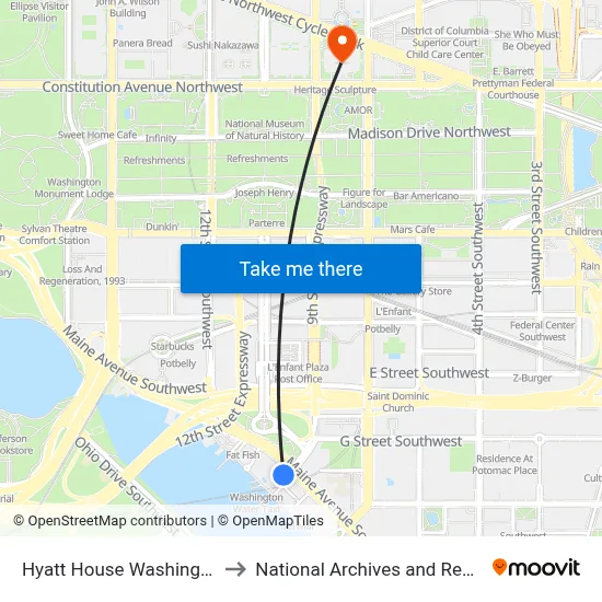 Hyatt House Washington DC The Wharf to National Archives and Records Administration map