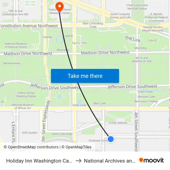 Holiday Inn Washington Capitol National Mall an IHG Hotel to National Archives and Records Administration map