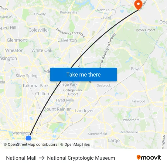 National Mall to National Cryptologic Museum map