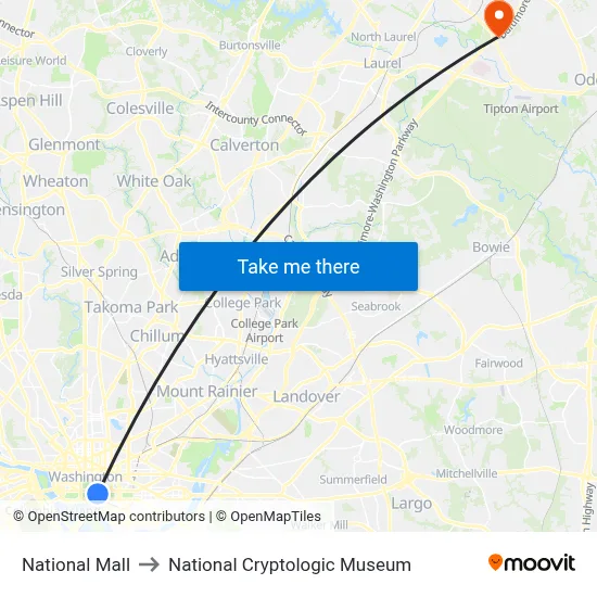 National Mall to National Cryptologic Museum map