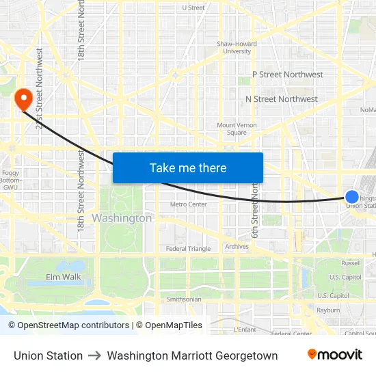 Union Station to Washington Marriott Georgetown map
