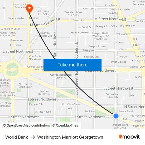 World Bank to Washington Marriott Georgetown map