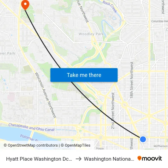 Hyatt Place Washington Dc/White House to Washington National Cathedral map