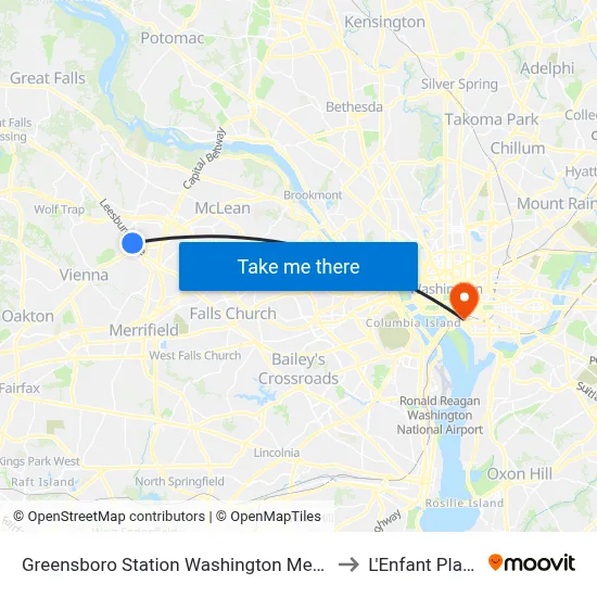 Greensboro Station Washington Metro to L'Enfant Plaza map