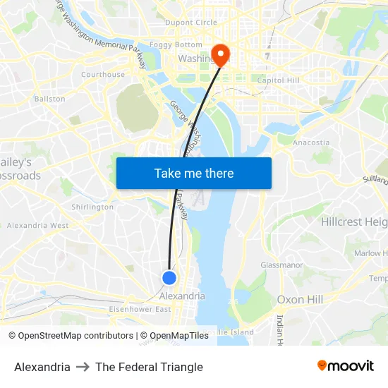 Alexandria to The Federal Triangle map