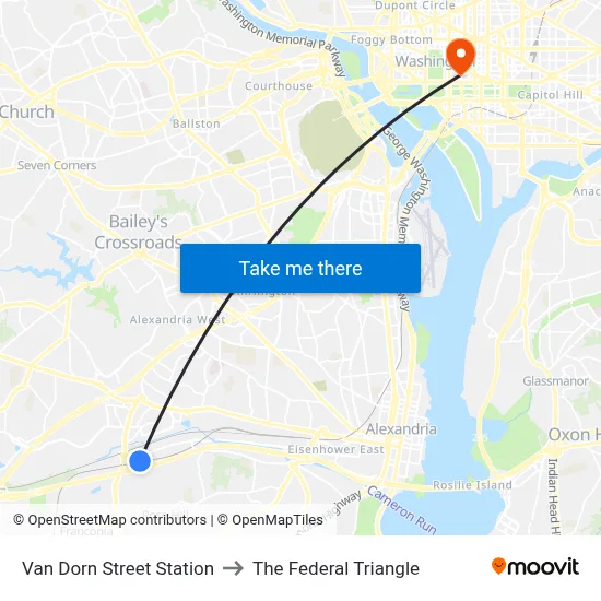 Van Dorn Street Station to The Federal Triangle map
