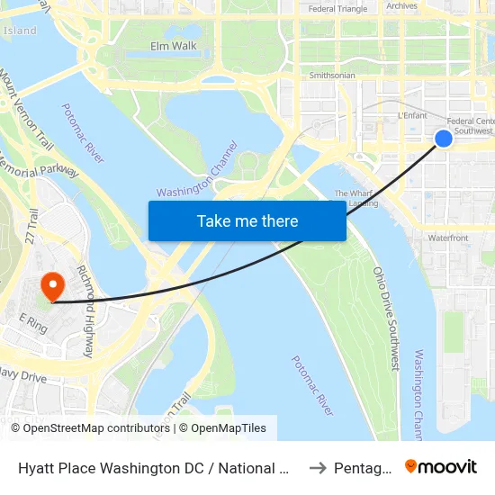 Hyatt Place Washington DC / National Mall to Pentagon map