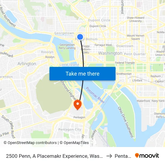 2500 Penn, A Placemakr Experience, Washington, Dc to Pentagon map