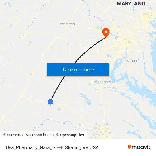 Uva_Pharmacy_Garage to Sterling VA USA map