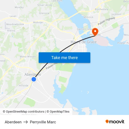 Aberdeen to Perryville Marc map