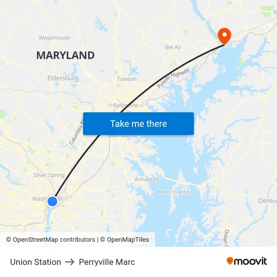 Union Station to Perryville Marc map