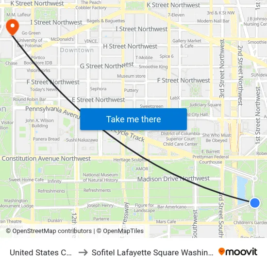 United States Capitol to Sofitel Lafayette Square Washington DC map