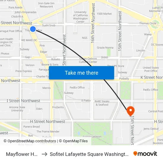 Mayflower Hotel to Sofitel Lafayette Square Washington DC map