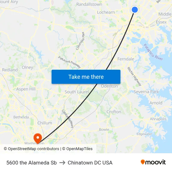 5600 the Alameda Sb to Chinatown DC USA map