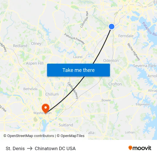 St. Denis to Chinatown DC USA map
