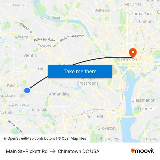 Main St+Pickett Rd to Chinatown DC USA map