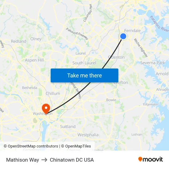 Mathison Way to Chinatown DC USA map