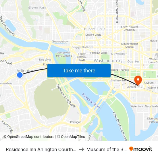 Residence Inn Arlington Courthouse to Museum of the Bible map