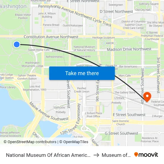 National Museum Of African American History And Culture to Museum of the Bible map