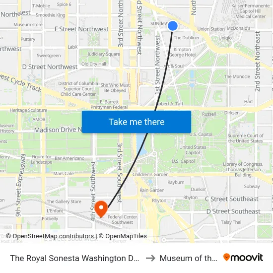 The Royal Sonesta Washington Dc Capitol Hill to Museum of the Bible map